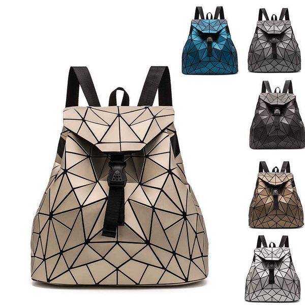 Zaino 2020 nuovo zaino femminile ragazzo ragazza studente Borsa da scuola Borsa con coulisse Borsa da viaggio geometrica laser olografica Designer Bagpack J230517