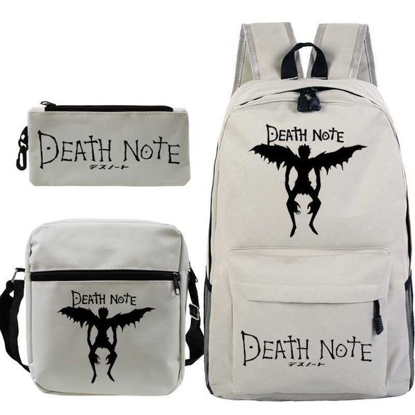 Backpack Death Note Anime Menina de Mochila Menina Mochila Laptop Laptop Backpack Anime Death Note Bag Bag Saco de ombro da faculdade 3PCSSET J230517