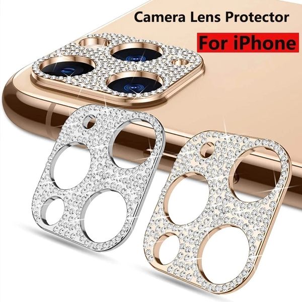 Diamant Kamera Objektiv Schutz für IPhone 11 12 13 14 Pro Max Glitter Kristall Glänzende Strass Len Glas Film für Apple 13Mini 12Mini 14Plus