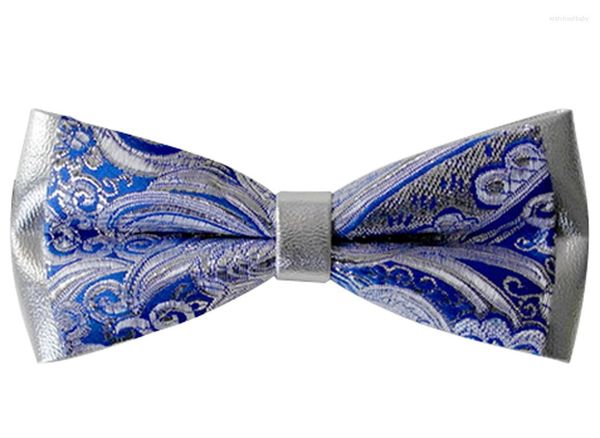 Fliegen Herren-Krawatte, floraler Jacquard, formelle Hochzeitskrawatte, ausgefallene schwarze bedruckte Designer-Fliege für Herren, Blau und Gold