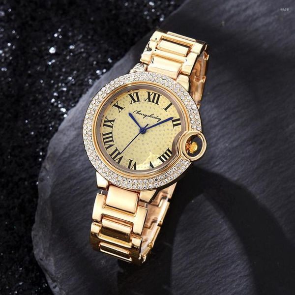 Relógios de pulso fshion Luxury Iced Out Watch Simples Top Brand for Women Hip Hop Gold Men Clock Wristwatch Gifts RECLOJES PARA HOMBRE
