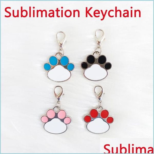 Вечеринка Sublimation Dog Paw для ключей Metal Diy Po Keyring Симпатичная зона для домашних животных подвесной подвесной рождественский подарок для Kid Drow Dust Dhfmd