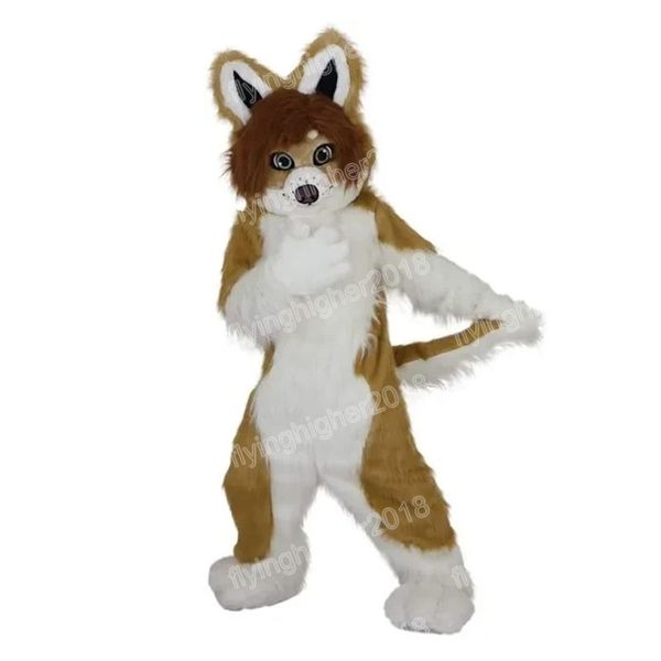 Halloween Khaki Husky Fox Dog Mascot Costume Personalizar Cartoon Anime Tema Personagem Xmas de festa ao ar livre
