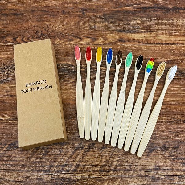 Zahnbürste 10PCS biologisch abbaubare Bambuszähne bunte Borsten natürliche Zahnbürste Dental Eco Bambou es 230517