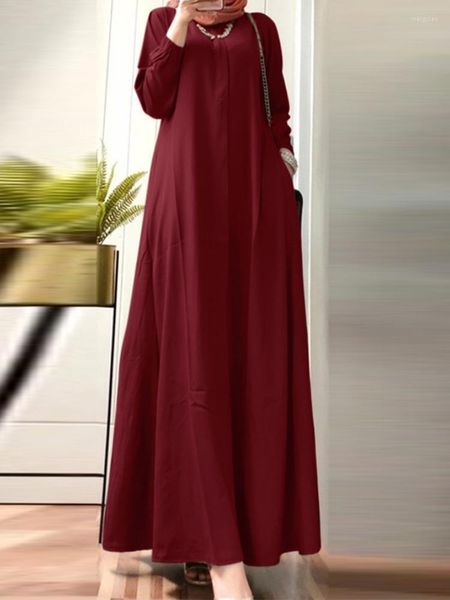 Abbigliamento etnico Musulmano Medio Oriente Donna Robe Dubai Turchia Islam Caftani femminili casual allentati Malesia Arabia Saudita Abito con orlo largo solido