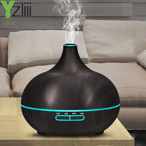 Diffusori di oli essenziali Alta qualità 550 ml Diffusore di oli essenziali per aromaterapia Grano di legno Telecomando Umidificatore ad ultrasuoni con luce a 7 colori 230517