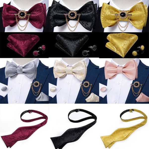 Fliegen Mode Rot Paisley Solide Rosa Herren Krawatte Set Business Hochzeit Bowtie Selbst Bowtie Bräutigam Party Zubehör DiBanGu