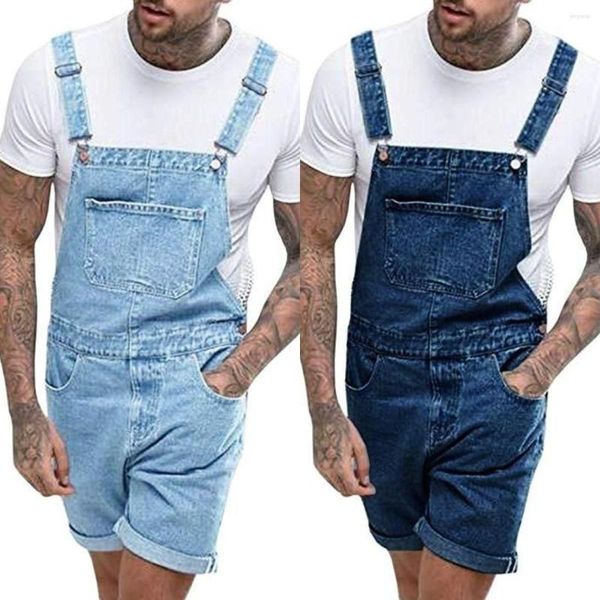 Erkekler Kotlar Erkekler Soild denim Yırtılmış Omuz Kayışı Tek Parça Jean Şort