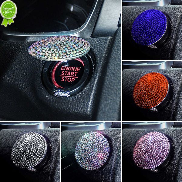 Novo carro ignição OneKey Start Stop Press botão Botão Tampa Proteção Decoração automática Interior Rhinestone Acessórios do motor