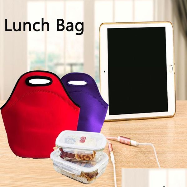 Lunchboxen Taschen Neopren Tasche Weiß Sublimation Insated Lebensmittel Tragetaschen Tragbare Wasserdichte Picknick Paket Drop Lieferung Hausgarten K DHYY8