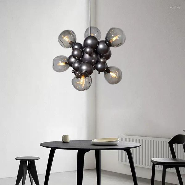 Lampadari Lampadario di design nordico Illuminazione Lampada a sfera a bolle irregolare creativa moderna Lampada a sospensione a LED per la casa di lusso