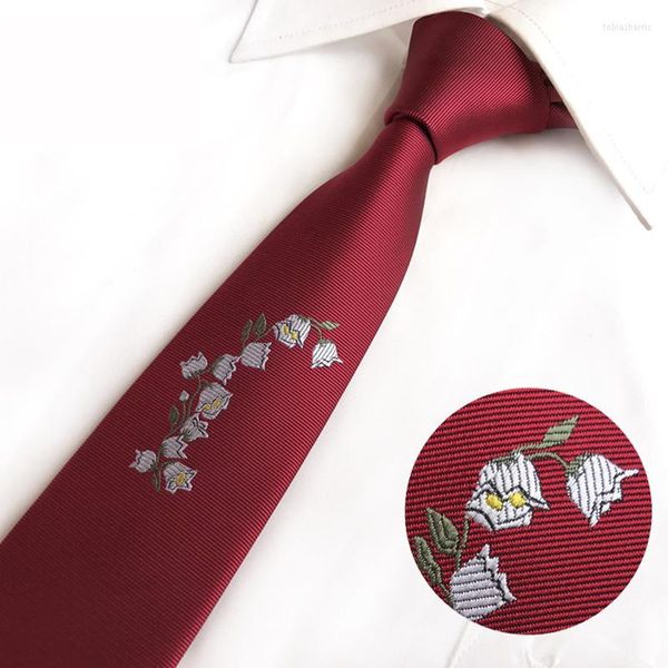 Papillon seta per uomo rosso nero 6 cm cravatta stretta moda coreana posizione cravatta uomo affari matrimonio sottile