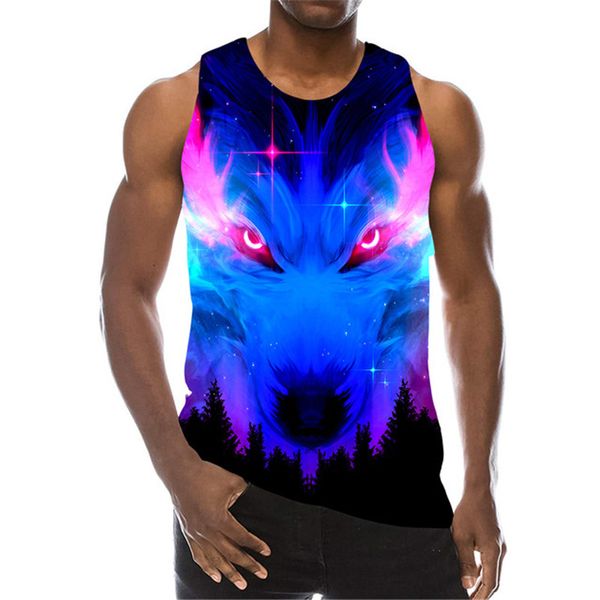 Neue 3D-Druck Wolf Tank Top Mode Männer Frauen Trainingsanzüge Crewneck Weste Plus Größe S-6XL Harajuku 003