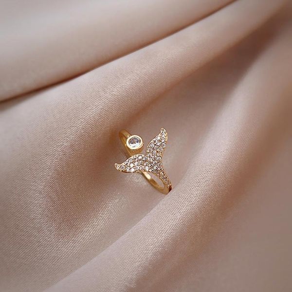 Кластерные кольца Bling Crystal Fish Hail регулируется для женщин блестящие золотые женские ювелирные аксессуары подарки