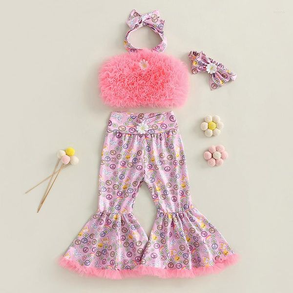 Одежда наборы для малышей девочки для девочек летняя одежда 3pcs модные рукавочные без рукавов.