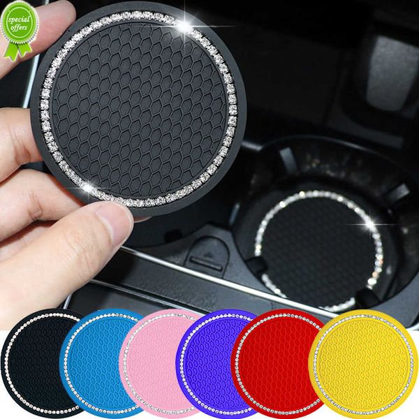 New Car Tappetino antiscivolo per tazza d'acqua Diamante Strass Bling Decorazione Interni auto Bottiglia Tazza Tappetino in gomma antiscivolo Accessori per auto