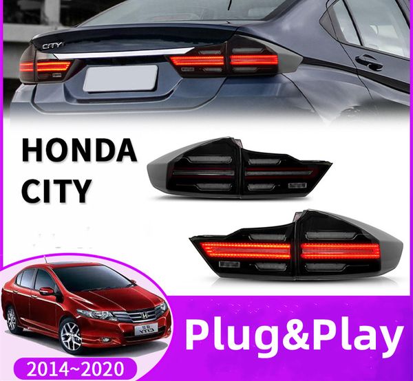 Стилирование автомобилей для хвостовых фонарей для Honda City 2014-20 20 Светодиодная светодиодная светодиодная лампа сигнал задней лампы обратные автоматические аксессуары