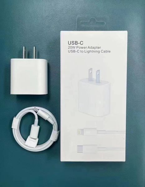 OEM Qualidade de 20w PD US UK UK Charger+1m Cable com caixa de varejo para iPhone Apple 12 13 14 15 Pro XS max xr 8 Charging rápido Adaptador de parede USB tipo C Qucik