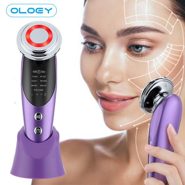 Dispositivos de cuidados de rosto 7 em 1 Dispositivos de elevador de rosto EMS RF Microcorrente LED PON Skin Skination Massageador Face Anti Envelhion Remoção Departamento de Beleza 230517