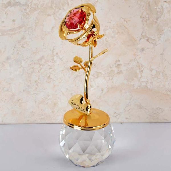 Fiori decorativi Rosa oro Interamente fatti a mano Placcato elettrico 24K Regalo di compleanno per la moglie reale Ornamento in lamina di San Valentino