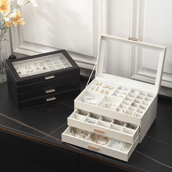 Прозрачная многослойная ювелирная коробка для ожерелья для хранения ювелирных изделий для хранения ювелирных изделий Ins Simple Desktop Jewelry Box