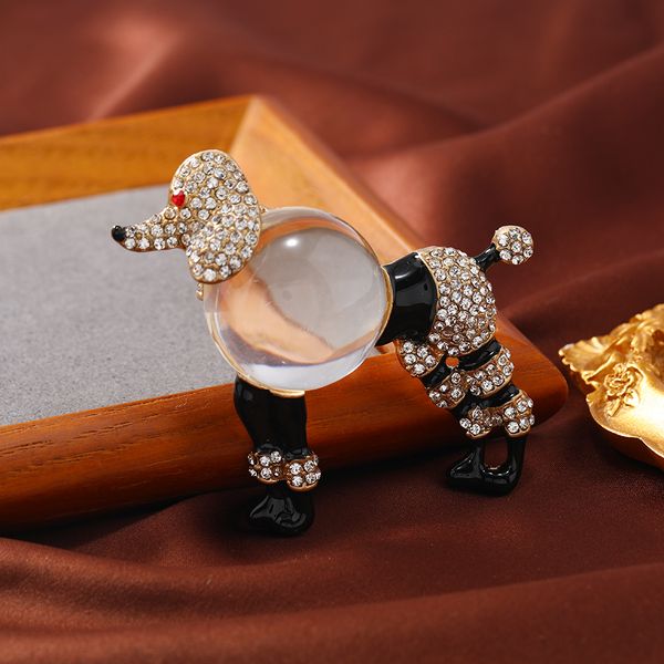 Morkopela Barboncino Spilla animale Spille per cani con strass vintage Nuovi abiti di design Sciarpa Clip Pin Collezione regalo di gioielli