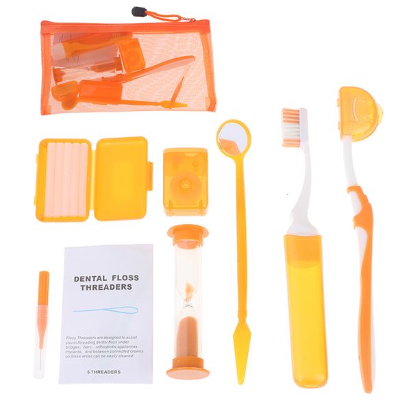 Escova de dentes 8pcsset Cuidado oral de dentes dentários kits ortodônticos ferramenta de clareamento portátil terno externo de trave interdental 230517