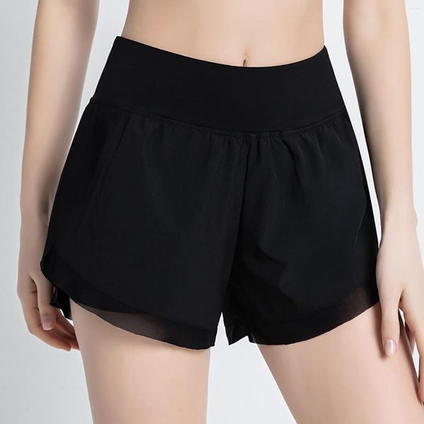 Damen-Shorts, Sommer, 2-in-1, Poly-Spandex, schnell trocknend, für Fitnessstudio, Freizeitkleidung, Laufen, Yoga, Damen