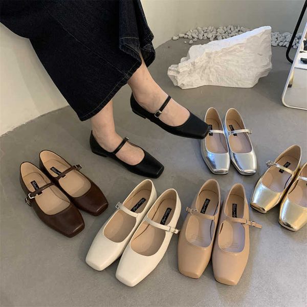 Sandalen 2023 Sommer Neue Marke Frauen Wohnungen Fashion Square Toe Flach Mary Jane Schuhe Weiche Casual Ballett Slingback 230511