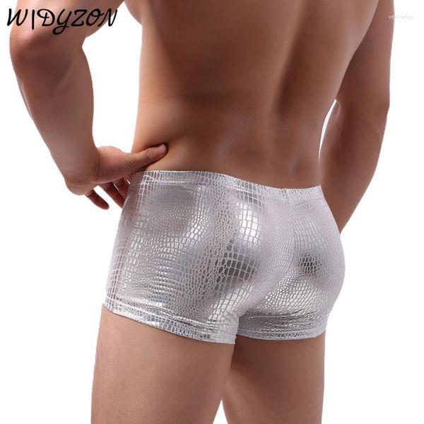 UNDUPTS Seksi Boksör Şort Erkekler Timsah Baskı Boksörleri iç çamaşırı u Pouch Erkek Panties Düşük Bel Hombre Boxershorts Dance Giyim