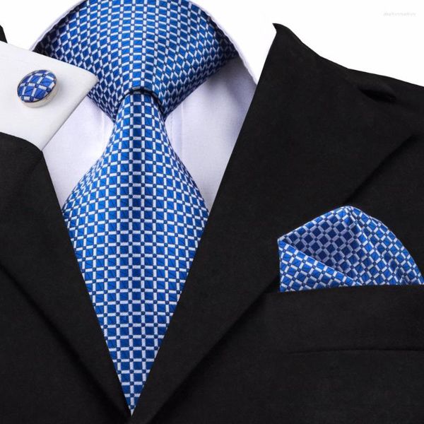 Papillon SN-1518 Uomini in arrivo Moda 2023 Hi-Tie Design Royal Blue Cravatta da taschino Gemelli quadrati per uomo Business Party