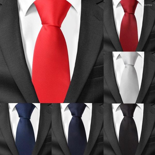 Papillon Collo classico in raso per uomo Abiti casual Cravatta Gravatas Cravatte da uomo nere solide Affari 7,5 cm di larghezza Matrimonio