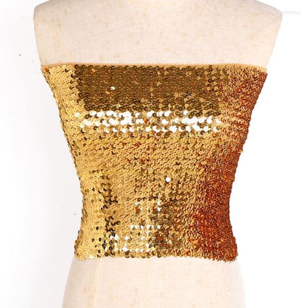 Serbatoi da donna Gonna a tubino 2 Modi Indossare Moda Bling Gonne da donna Oro con paillettes Mini Short Wrap Top senza spalline Sexy aderente 2023