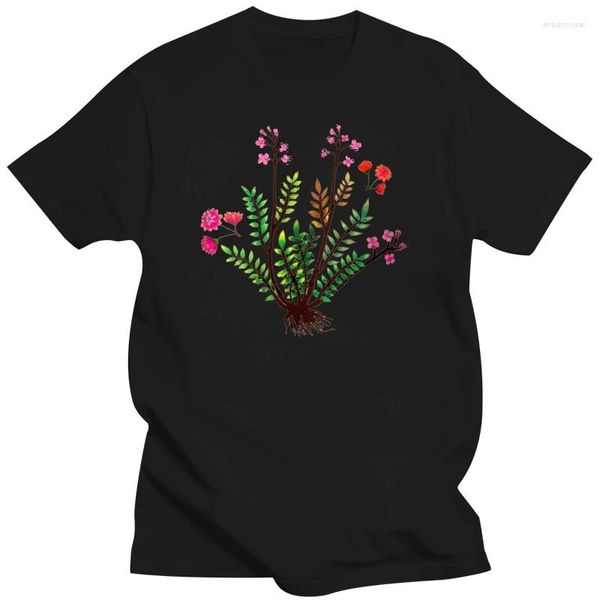 Erkek Tişörtler Erkekler Tshirt Eski Okul Botanik Çiçekler Unisex Shirt Kadın T-Shirt Tees Top