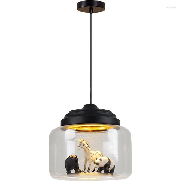 Подвесные лампы скандинавские светодиодные стеклянные стеклянные столовые столовые столовые столовые ресторан творческий животный детский комната Читать