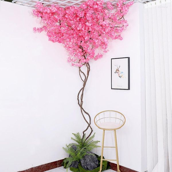 Fiori decorativi 5 pz/lotto Falso Albero di Ciliegio in Fiore Sakura Rami di Seta Artificiale Arco di Nozze Decorazione Della Parete di Casa