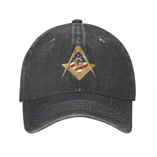 Ball Caps American USA Compass Freimaurer Freimaurer Wasser Waschen Pferdeschwanz Baseball Cap Snapback Cowboy Hüte Freimaurer Kappe Sommer Casquette AA220517