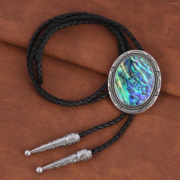 Papillon Retro Bolo Tie Costume Forma Rotonda Regolabile Cravatta Occidentale Collana Per Uomo Donna Cosplay Festa Anniversario Regali