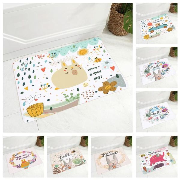 Tappeti Tappetino carino per camera dei bambini Leone Camera da letto Decoro antiscivolo Zerbino Elefante Super Soft Flanella Sala da pranzo Tappeto 40x60cm