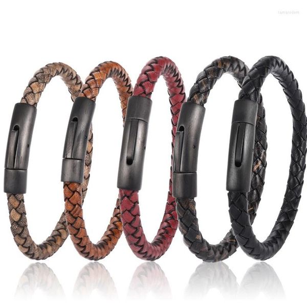 Bracelets de charme ZG Combinação DIY Aço inoxidável Bracelete de couro masculino 21cm Promoção de presentes de Natal de jóias esportivas