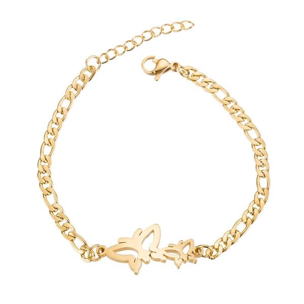 Brazalete lindo mariposa pulsera Simple Stianless acero encanto pulseras para mujeres niñas mujer elegante joyería regalo de aniversario