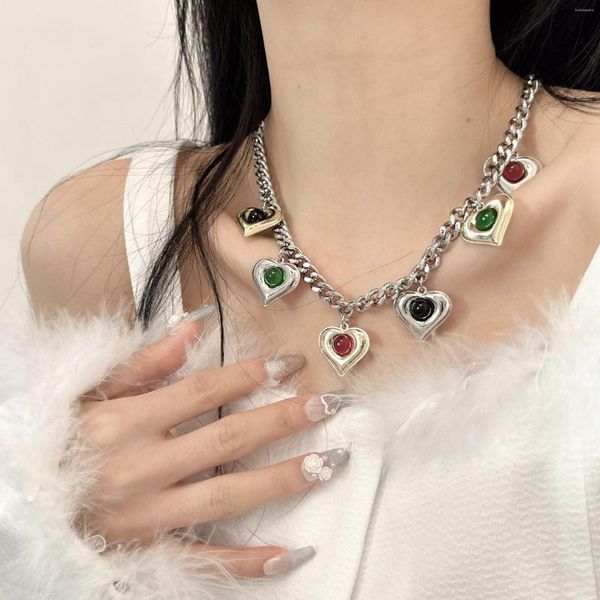 Подвесные ожерелья французская винтажная эстетика Колье для женщин для женщин дизайн дизайн сердечный сердечный