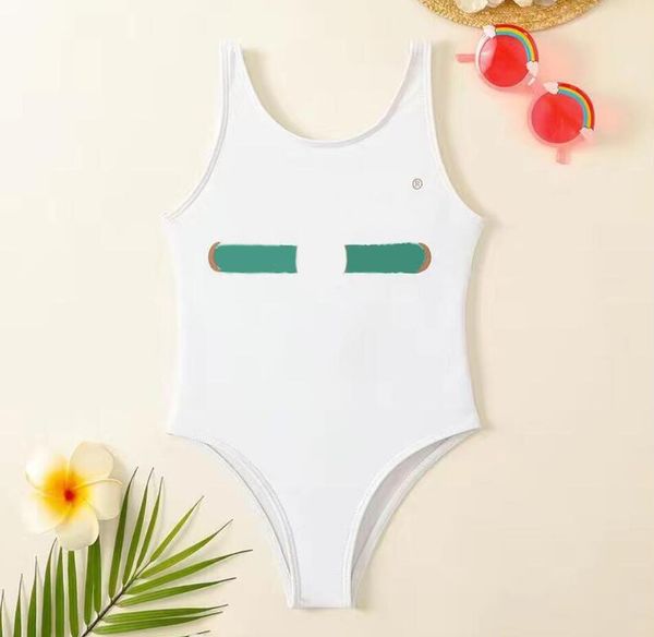 Baby-Mädchen-Designer-Badebekleidung mit Buchstaben-Aufdruck, Sommer-Kind-Einteiler, modische Badeanzüge, Strand-Bikinis, verschiedene Stile, Kinder-Badebekleidung, Weiß, Rosa