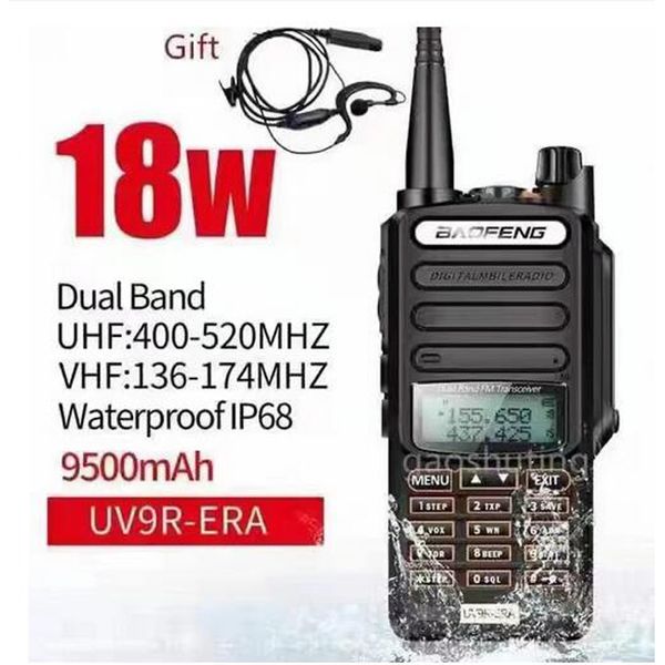 Baofeng UV9R Walkie Talkie 18W 128 canal 9500mAh Bateria VHF UHF Rádio de duas maneiras para o SPROT de caminhada ao ar livre