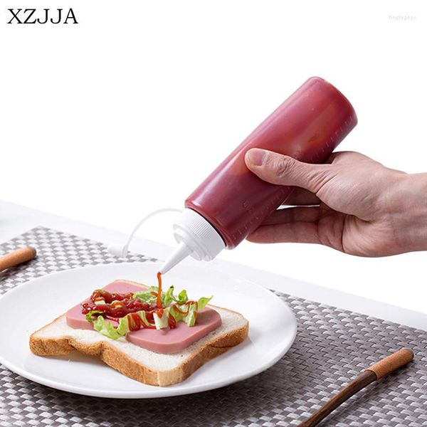 Bottiglie di stoccaggio XZJJA Plastica per uso alimentare PP Salsiere Articoli da cucina Insalata Ketchup Marmellata Salsa Spremere Bottiglia Dispenser di olio Contenitore per pentole