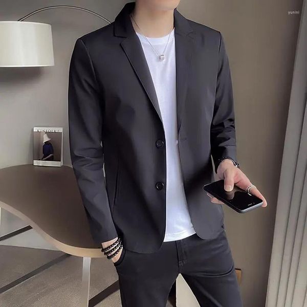 Abiti da uomo 2023 Moda Casual Uomo Blazer Slim Business Suit Blaser Masculino Maschio Giacca nera Primavera Autunno Button Maniche lunghe Top