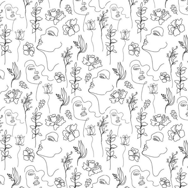 Hintergrundbilder schälen und kleben Tapete abstrakte weibliche Kunst schwarze weiße Blumenblätter abnehmbares Kontaktpapier für Badezimmerdekorationen nach Hause