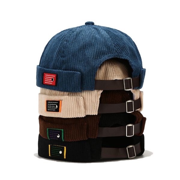 BeanieSkull Caps Moda Vintage Beanie Cappelli Uomo Donna Primavera Autunno Cappello da padrone di casa Streetwear Hip Hop Cappello senza tesa Velluto a coste Docker Cap all'ingrosso 230518