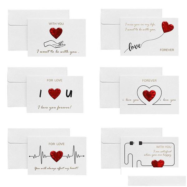 Tebrik Kartları Sevgililer Günü Kart Kalp Baskılı Mektuplar Zarf Yıldönümü Hediye Diy Drop Teslimat Ev Bahçesi FE DHE2G