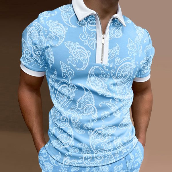 Мужская модная модная модная тенденция рубашка поло для мужчины Хараджуку забавная уличная одежда винтажная печать молнии на молнии мужская рубашка мужская одежда 230518